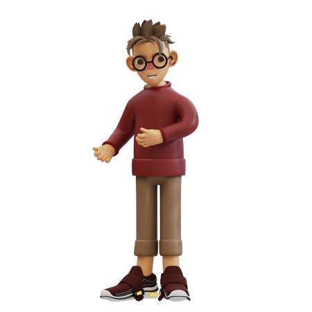 Young Man Pointing To Left  3D Illustration