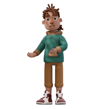 Young Man Pointing To Left  3D Illustration