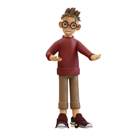 Young Man Pointing To Right  3D Illustration