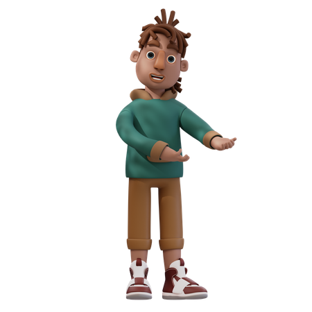 Young Man Pointing To Right  3D Illustration