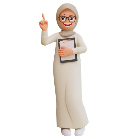 Young Muslim Woman Smiling Posing  3D Illustration