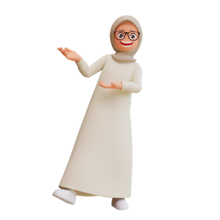 Young Muslim Woman Smiling Posing  3D Illustration