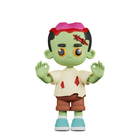 Zombie dando un gesto con la mano ok  3D Illustration