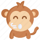 blowing, emoticons, feelings, emoji, monkey, face