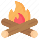 bonfire, campfire, firewood, fire, flame, wood, camping