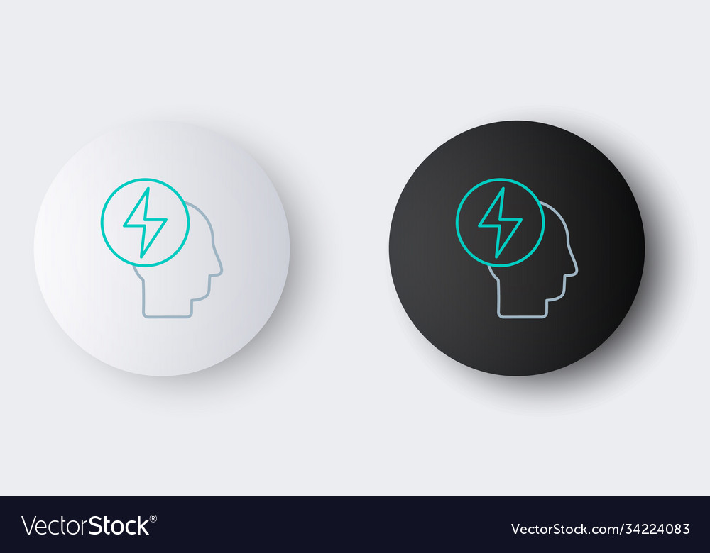 Line human head and electric symbol icon isolated