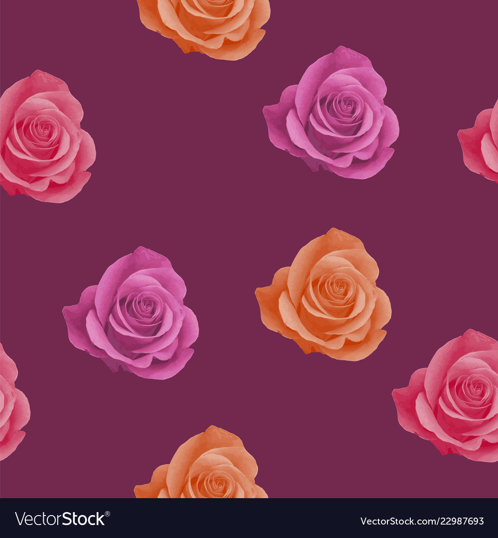 Seamless pattern with realistic pink orange