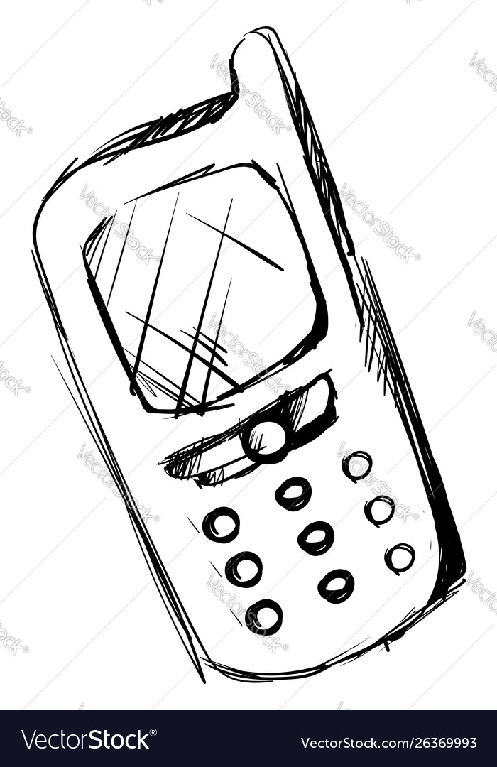 Mobile phone drawing on white background Vector Image