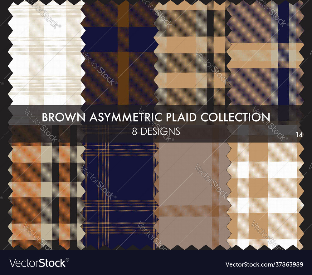 Brown asymmetric plaid seamless pattern collection