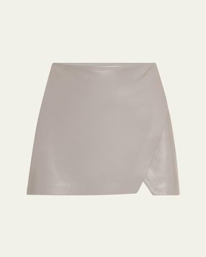 Alice + Olivia Siobhan Vegan Leather Wrap Mini Skirt - Gray