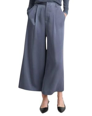 Vince Mid Rise Satin Culotte Pants - Blue