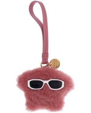 Versace Charm Stella Rosa Fragola in Shearling Con Medusa - Rot