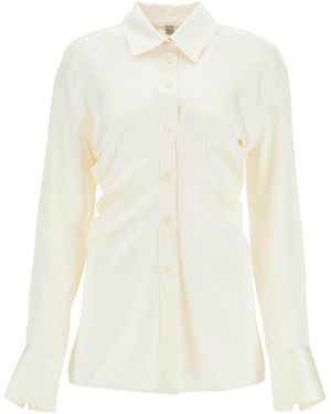 TOTEME Slouchy Long Sleeve Shirt Macadamia - White