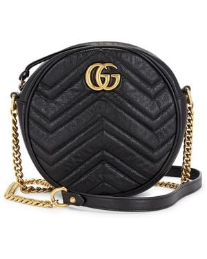 Gucci Mini Gg Marmont Round Shoulder Bag - Black