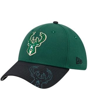 KTZ Hunter Green Milwaukee Bucks Sport Night Visor Hit 39thirty Flex Hat