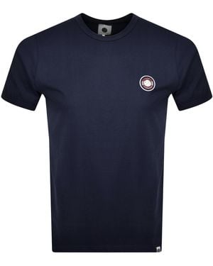 Pretty Green Pretty Live Forever Badge Slim T Shirt - Blue