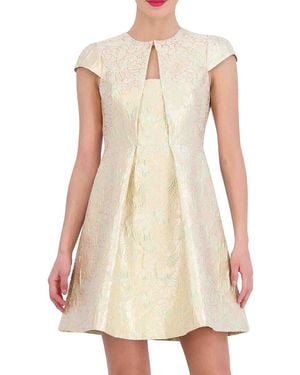 Vince Camuto Floral Jacquard Cutout Mini Dress - White