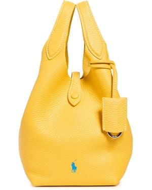 Polo Ralph Lauren Shiny Drum Pebble Crossbody Bag - Yellow