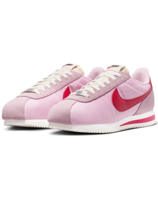 Nike Pink Cortez Textile Casual Sneakers From Finish Line