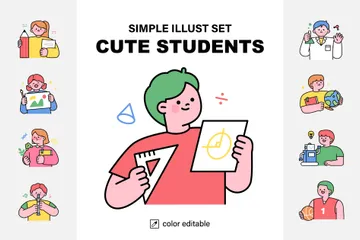 Cute Student Illustration Pack