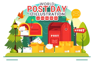 Journée mondiale de la poste Pack d'Illustrations