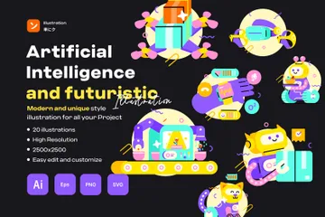 Künstliche Intelligenz & Futuristisch Illustrationspack