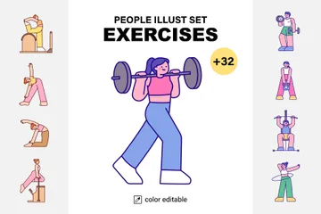 People Exercising Illustration Pack