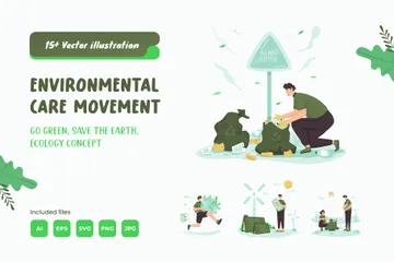 Movimento de Cuidado Ambiental Pacote de Ilustrações