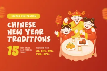 Chinese New Year Traditions Illustration Pack