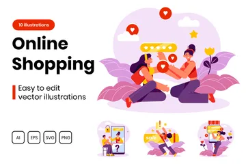 Compras online Pacote de Ilustrações