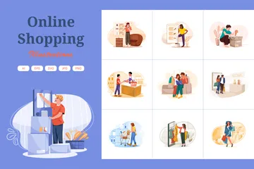 Compras online Pacote de Ilustrações