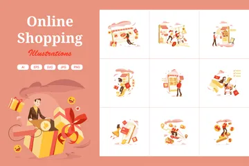 Compras online Pacote de Ilustrações