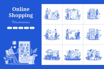 Compras online Pacote de Ilustrações