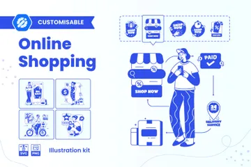 Compras online Pacote de Ilustrações