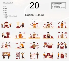 Culture du café Pack d'Illustrations