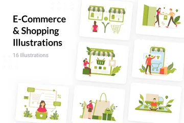 Commerce électronique et achats Pack d'Illustrations