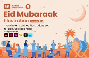 Aïd Moubarak Pack d'Illustrations