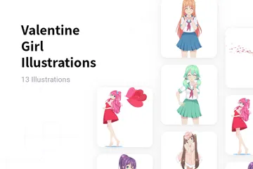 Fille de la Saint-Valentin Pack d'Illustrations