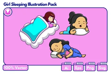 Fille qui dort Pack d'Illustrations