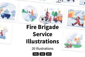 Fire Brigade Service Illustration Pack