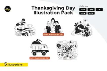 Fröhliches Thanksgiving-Fest Illustrationspack