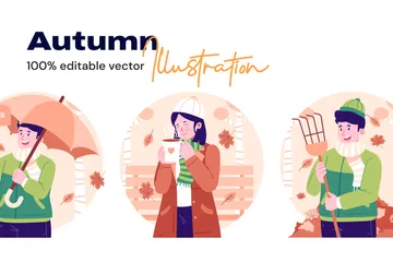 Herbstcharakter Illustrationspack