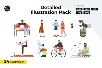 Heureux adultes multiraciaux Pack d'Illustrations