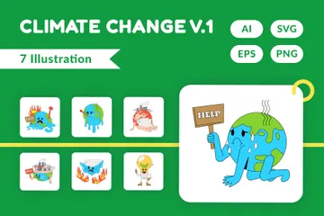 Ilustração das mudanças climáticas Pacote de Ilustrações