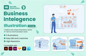 L'intelligence d'entreprise Pack d'Illustrations