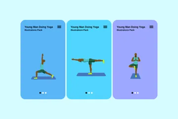 Jeune homme faisant du yoga Pack d'Illustrations