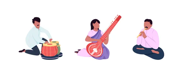 Musiciens indiens traditionnels Pack d'Illustrations