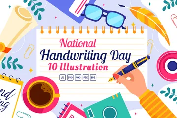 National Handwriting Day Illustration Pack