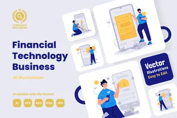 Negocio de tecnología financiera Paquete de Ilustraciones