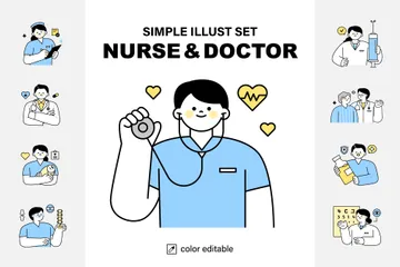 Nurse & Doctor Illustration Pack